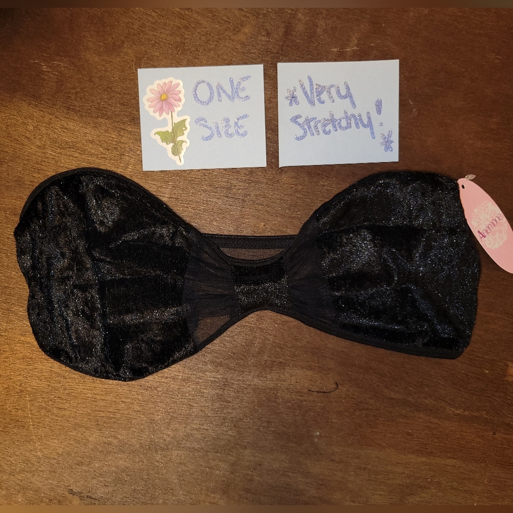Mesh Velour Strapless Bralette